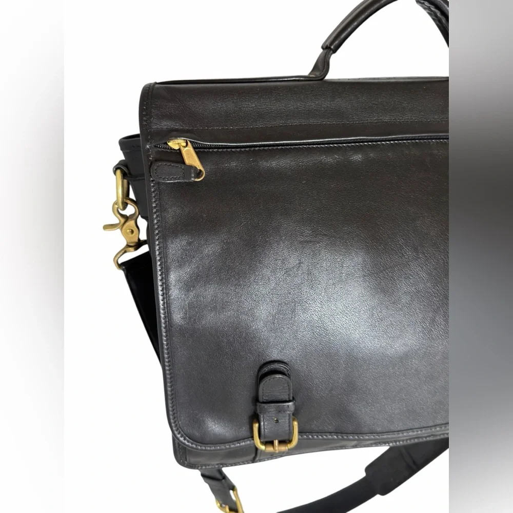 Coach Vintage Briefcase Bag 0514 Black Glove Tanned Leather Top Handle Crossbody